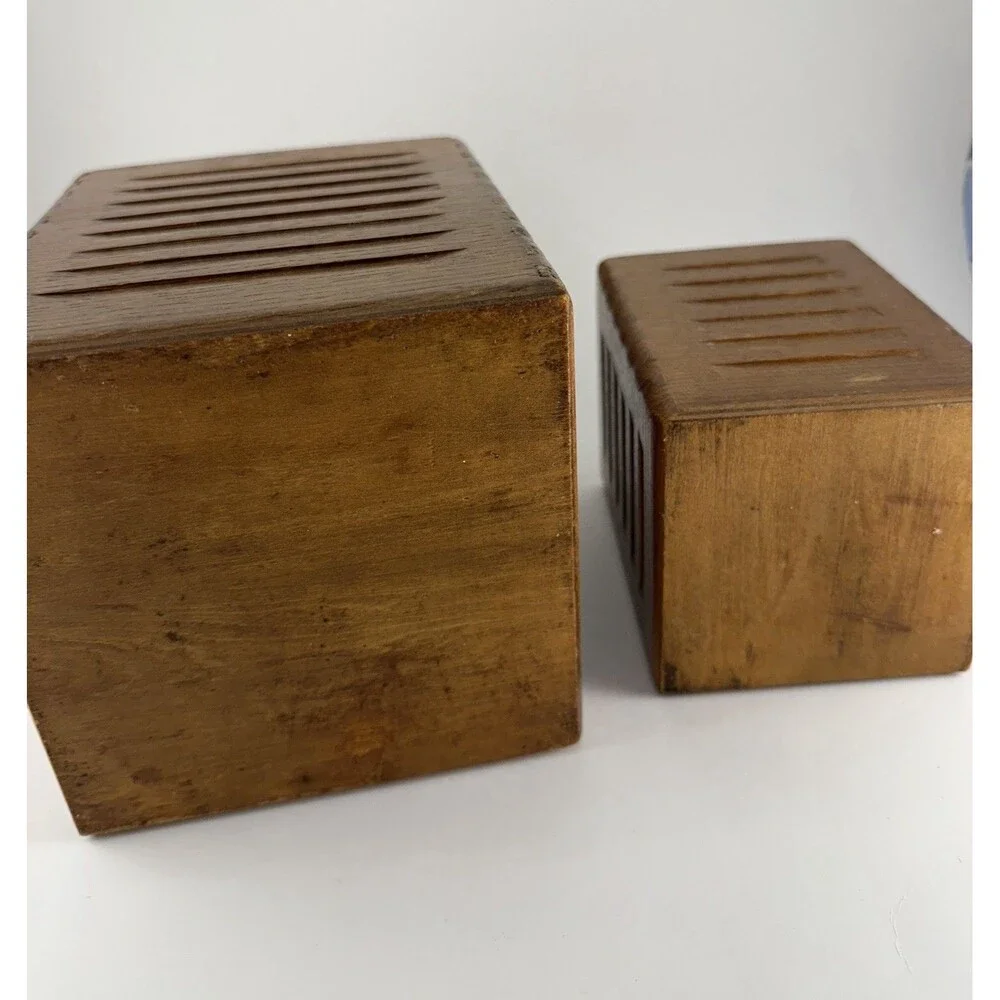 Vintage Wooden Flour & Coffee Canister Set of 2 Mid Century Modern Kitchen